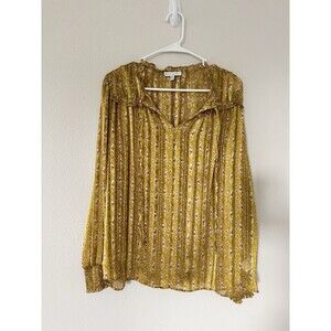 Anthropologie Maison d'Amelie Blouse Sz Large Ruffle Tie Floral Chic Satin Top